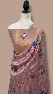 Pure Mango Silk Banarasi Handlokom Saree With Digital Print - The Handlooms