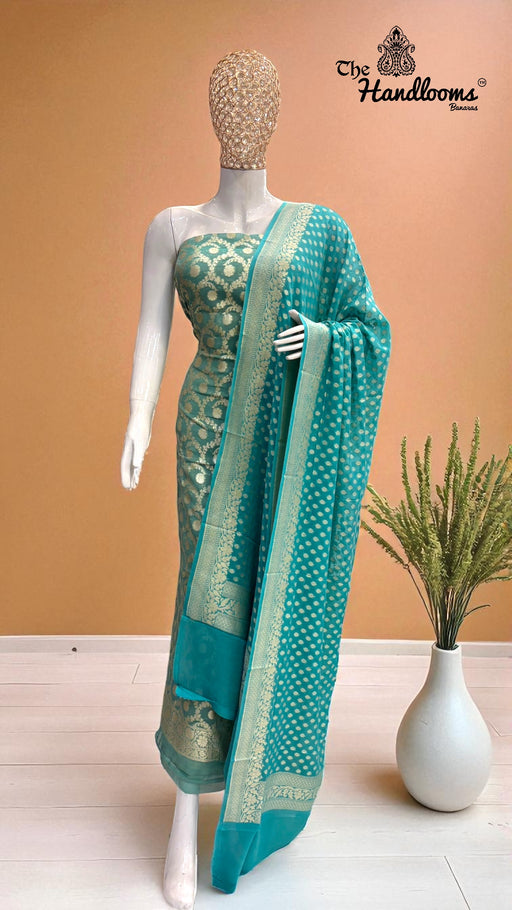 Tissue Khaddi Georgette Banarasi Dress material - The Handlooms