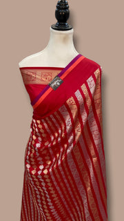 Red Nita Ambani Pure Katan Silk Banarasi Handloom Saree - All over Jaal work - With Meenakari - The Handlooms