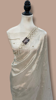 Pure Kora Tissue Handloom Banarasi Saree - Handwork - The Handlooms