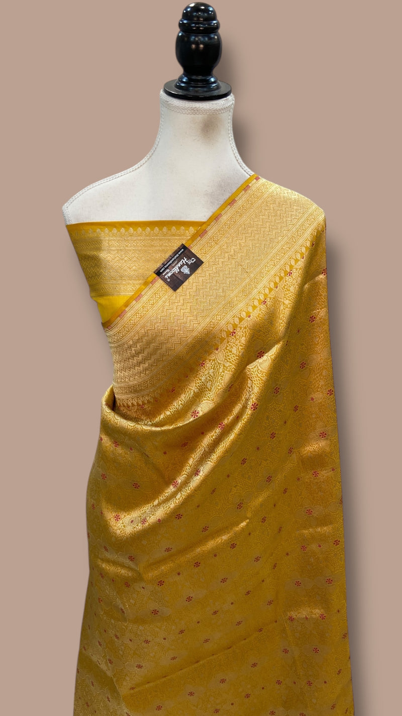 Regal Pure Katan Silk Banarasi Saree – Handwoven Tanchui Brocade With Meenakari Work