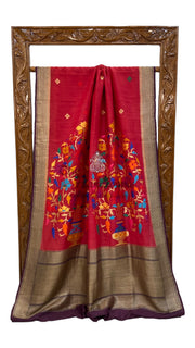 Pure Desi Tussar Handloom Banarasi Saree - All over kadua Weaving - The Handlooms