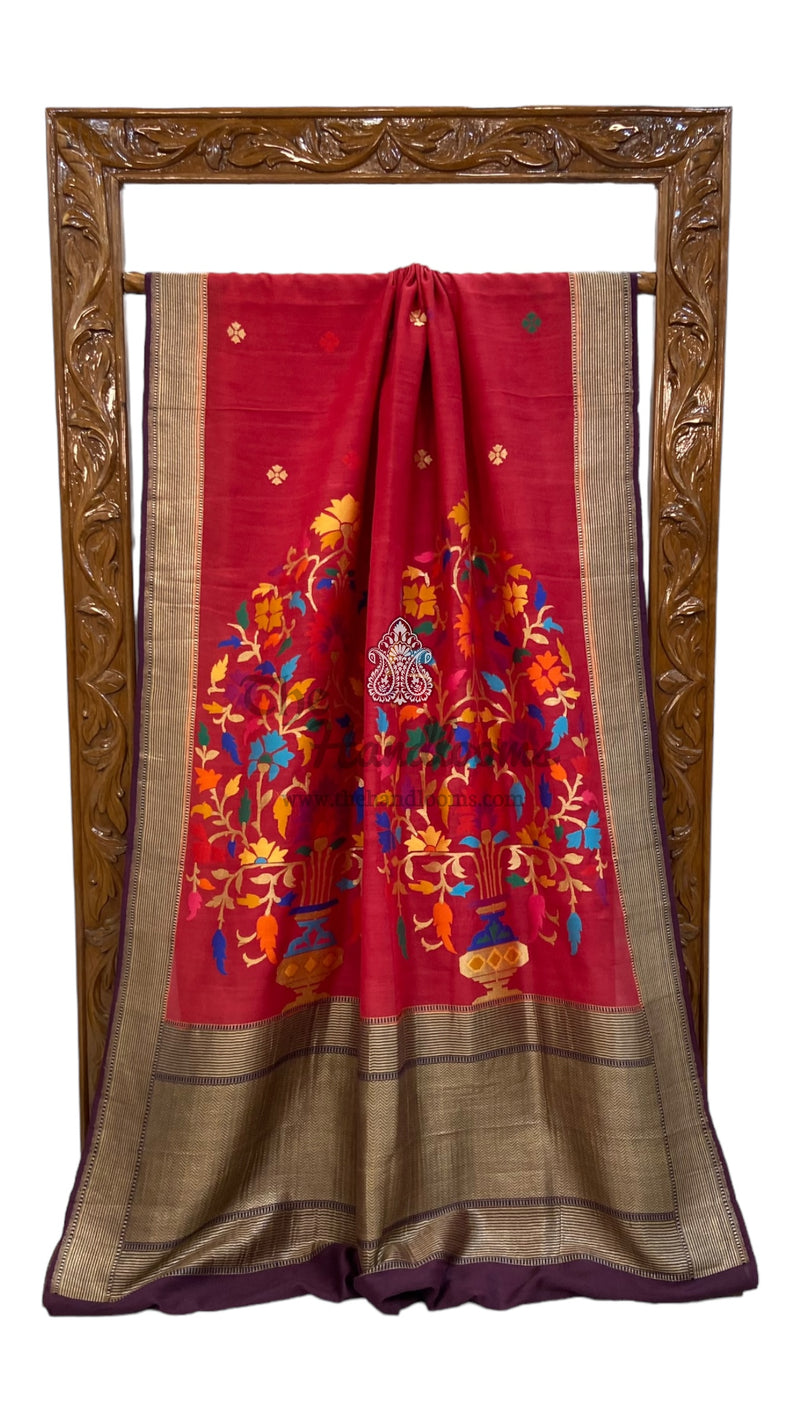 Pure Desi Tussar Handloom Banarasi Saree - All over kadua Weaving - The Handlooms