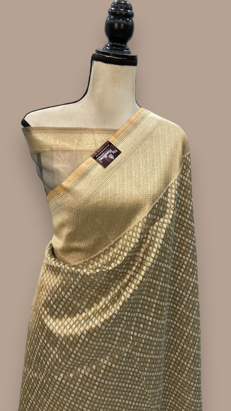 Pure Tissue Reshmi Zari Banarasi Brocade Handloom Saree - The Handlooms