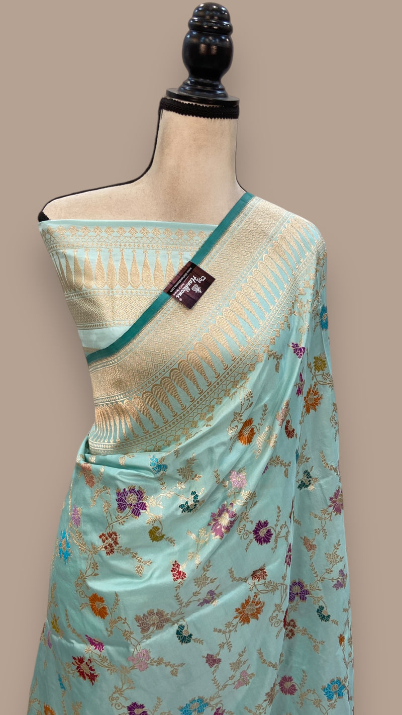 Ektara Pure Katan Silk Banarasi Handloom Saree - All over kadiyal Jaal work - The Handlooms