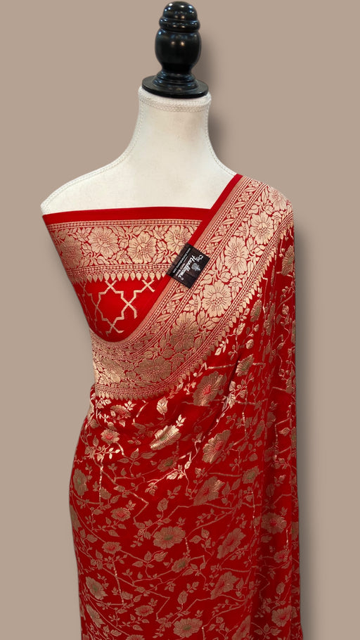 Pure Khaddi Georgette Banarasi Saree -  water zari - The Handlooms