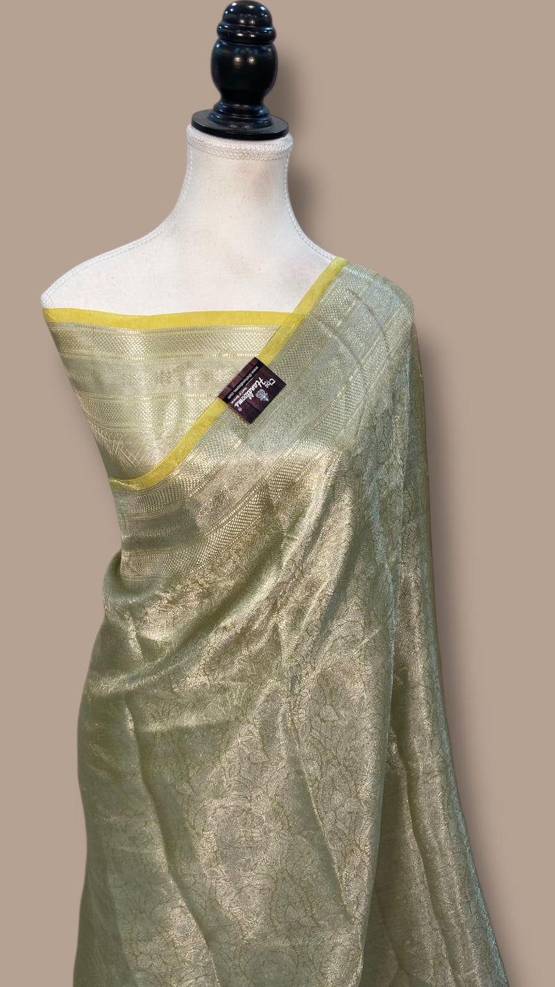 Pure Kora Tissue Tanchui Handloom Banarasi Saree - The Handlooms