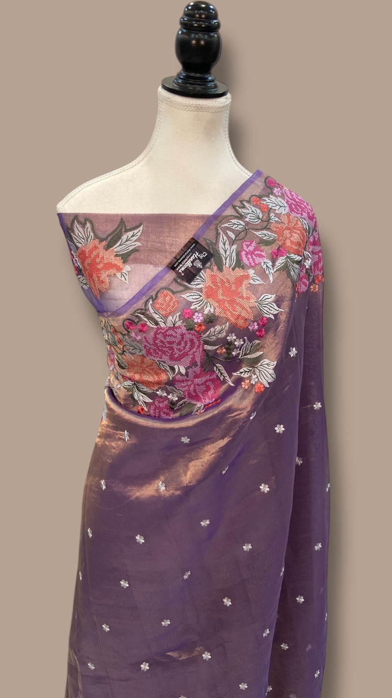 Pure Tissue Handloom Banarasi Saree with Chikankari - The Handlooms