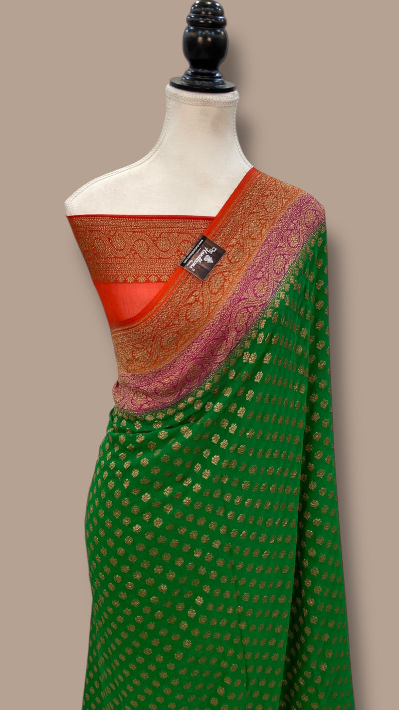 Khaddi Georgette Handloom Banarasi Saree - The Handlooms