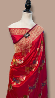 Pure Katan Silk Banarasi Handloom Saree - All over kadiyal Jaal work - The Handlooms