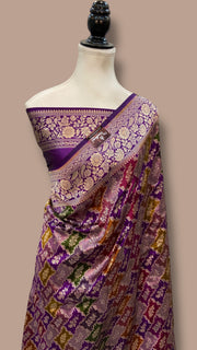 Pure Katan Silk Banarasi Handloom Saree - All over Jaal Work With Rangkart - The Handlooms