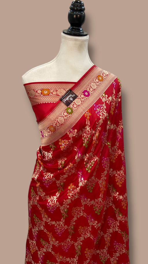 Pure Katan Silk Banarasi Handloom Saree - All over Jaal work With Meenakari - The Handlooms