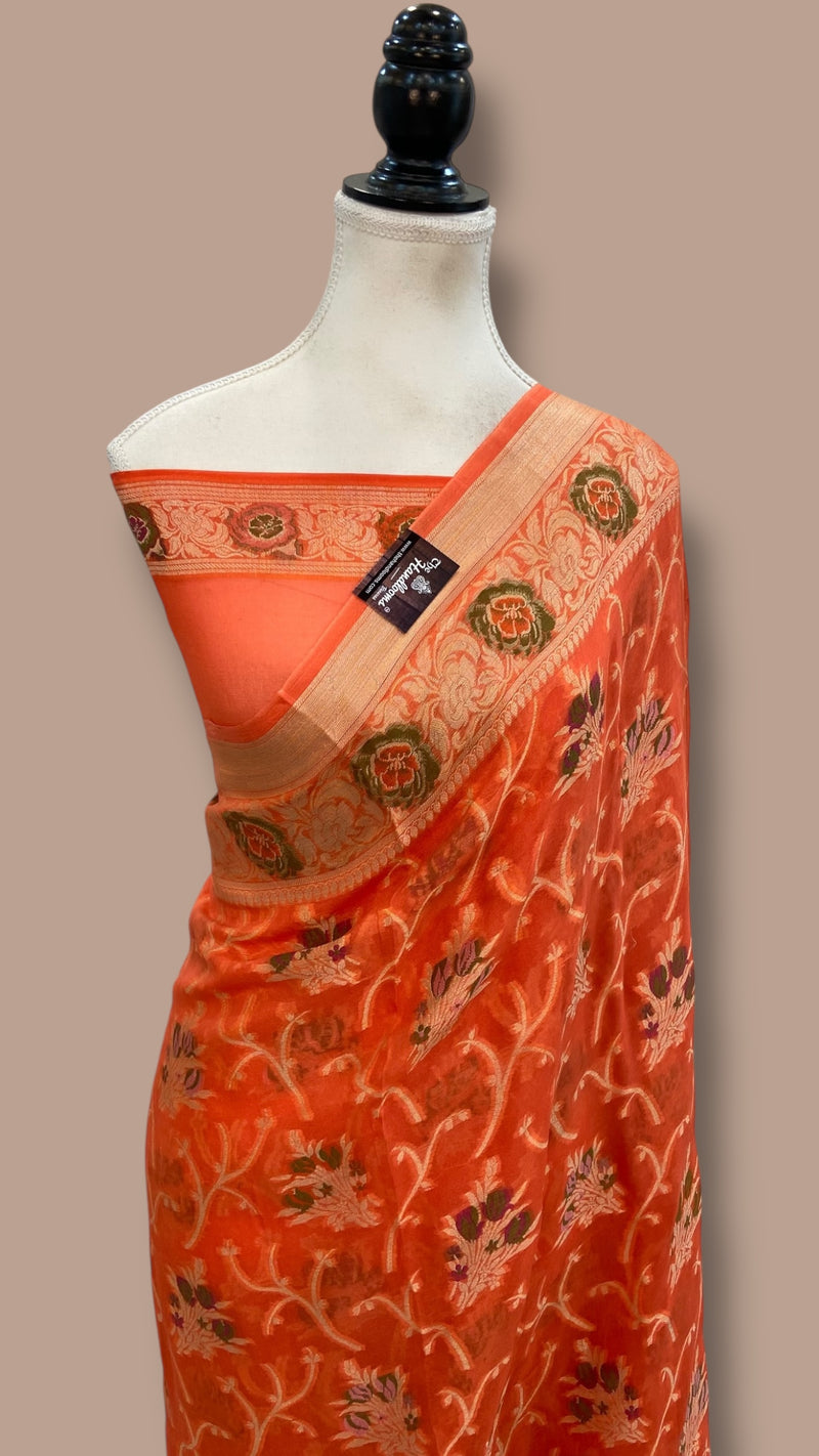 Pure Chiffon Khaddi Banarasi Saree - The Handlooms