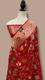 Pure Katan Silk Banarasi Handloom Saree - All Over Jaal Work - With Meenakari - The Handlooms