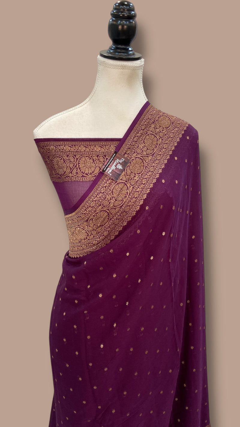 Pure Khaddi Georgette Handloom Banarasi Saree - The Handlooms