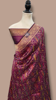 Regal Pure Katan Silk Banarasi Saree – Handwoven Tanchui Brocade - The Handlooms