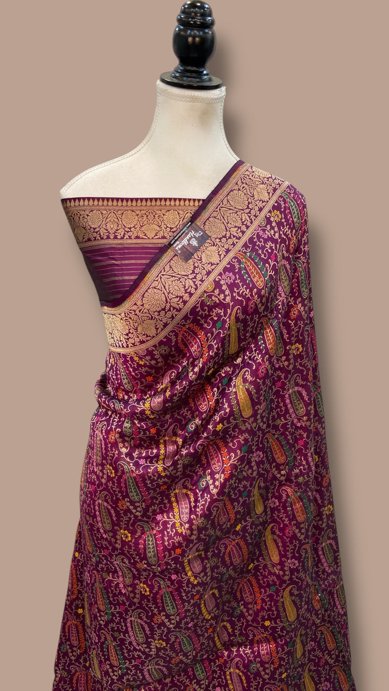 Regal Pure Katan Silk Banarasi Saree – Handwoven Tanchui Brocade - The Handlooms
