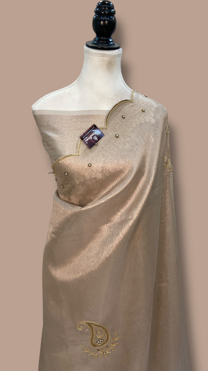 Pure Kora Tissue Handloom Banarasi Saree - Handwork - The Handlooms