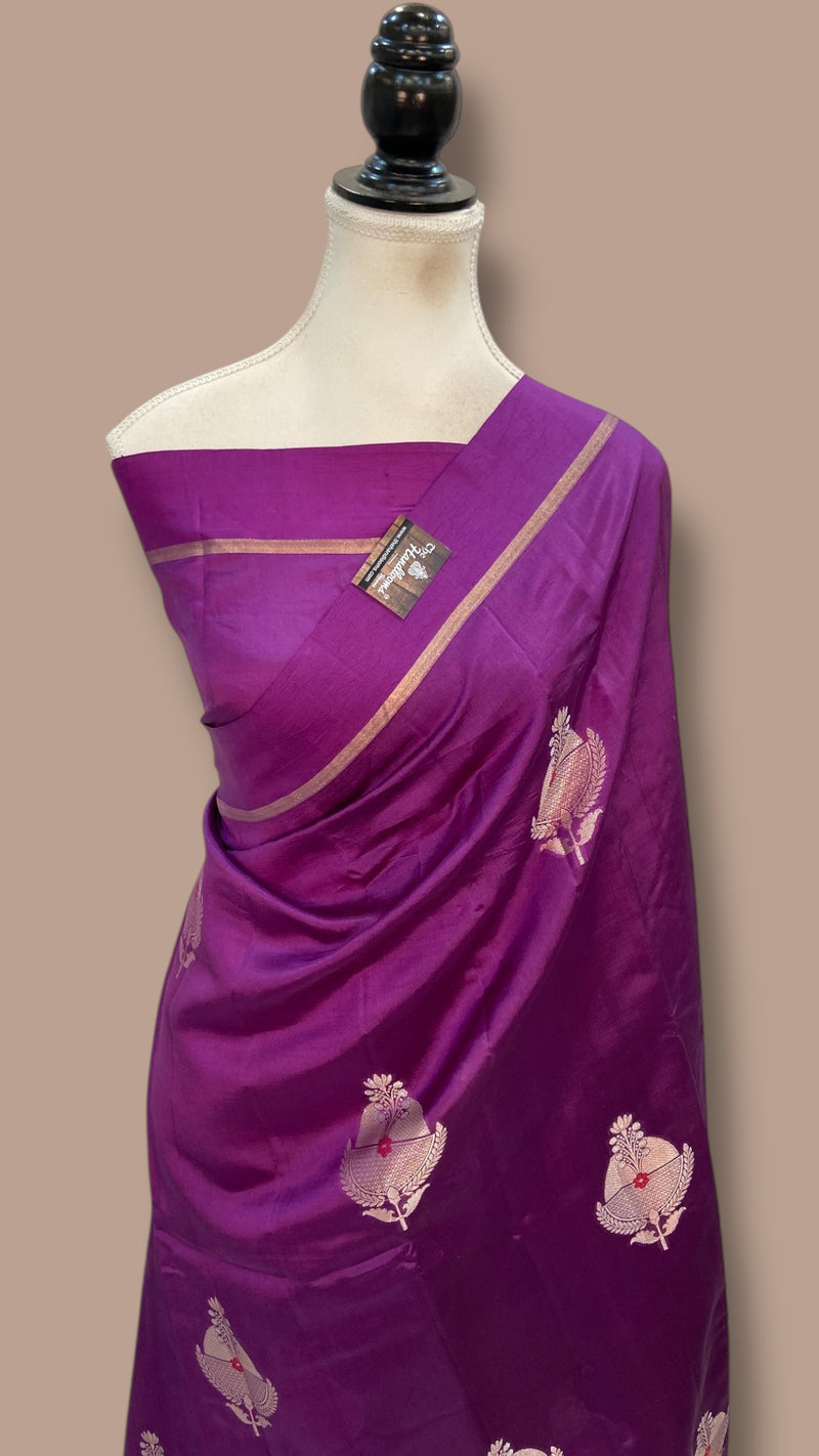 Pure Mango Silk Banarasi Handlokom Saree - The Handlooms