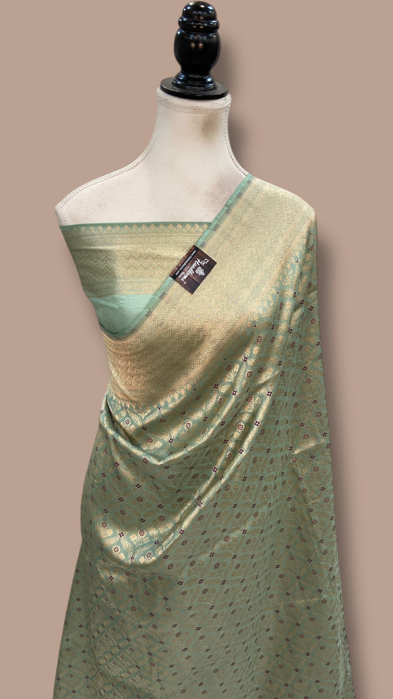 Regal Pure Katan Silk Banarasi Saree – Handwoven Tanchui Brocade With Meenakari Work