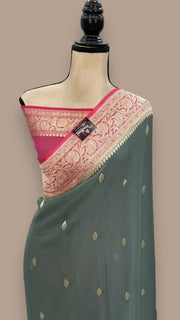Pure Georgette Banarasi Saree Water zari - The Handlooms