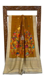 Pure Desi Tussar Handloom Banarasi Saree - All over kadua Weaving - The Handlooms