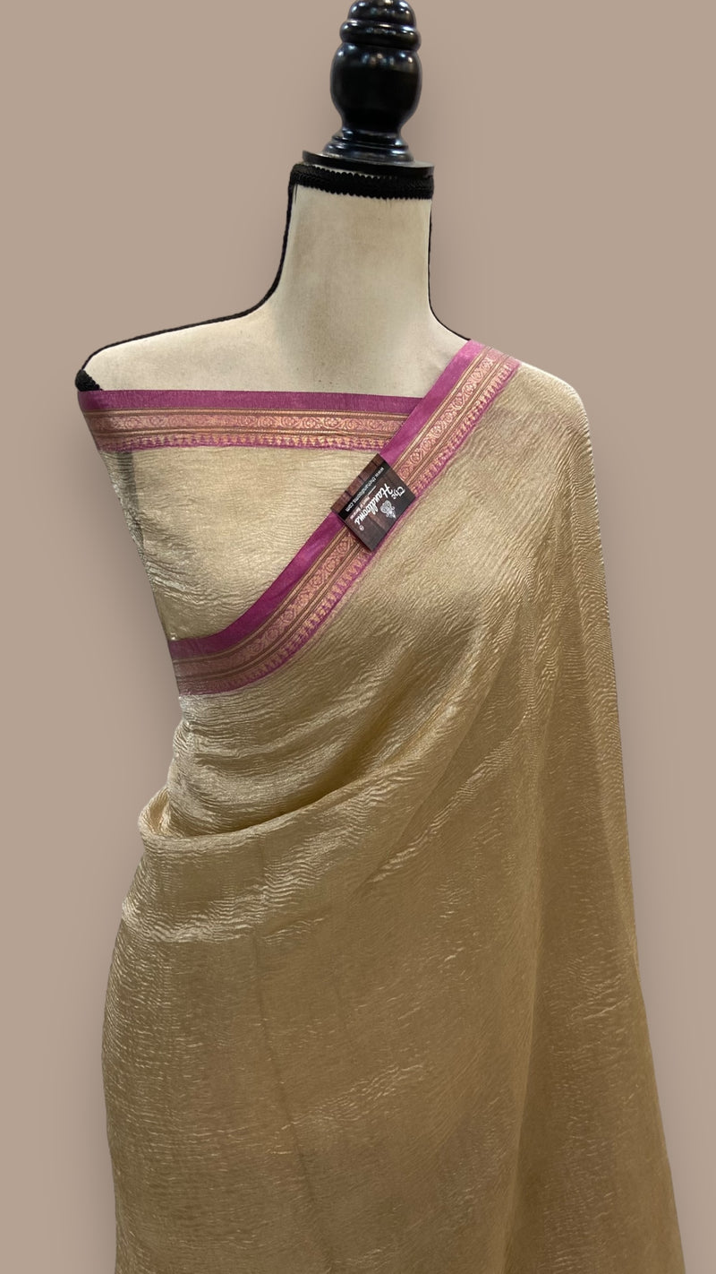 Pure Kora Tissue Crush Handloom Banarasi Saree - The Handlooms