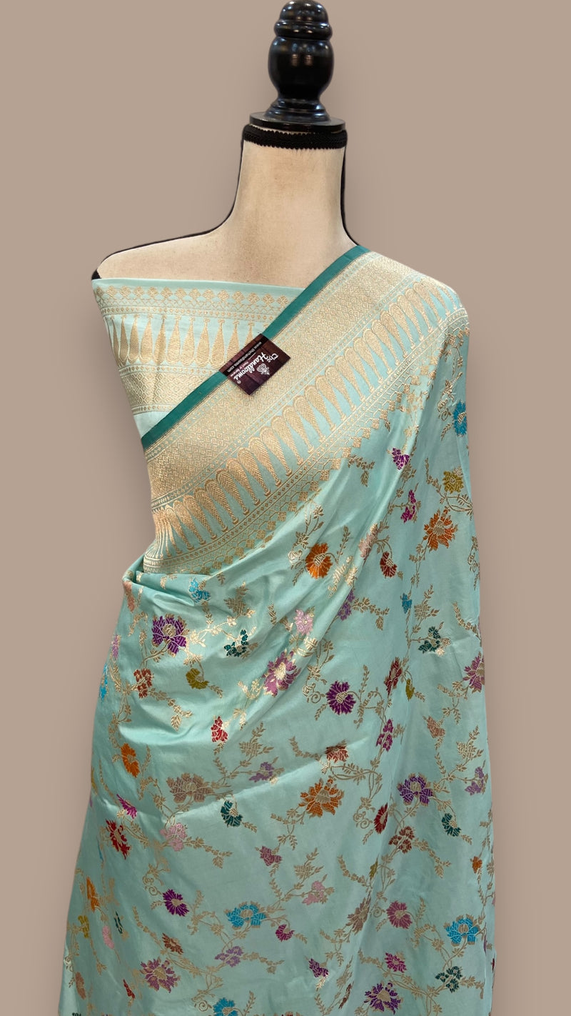 Ektara Pure Katan Silk Banarasi Handloom Saree - All over kadiyal Jaal work - The Handlooms