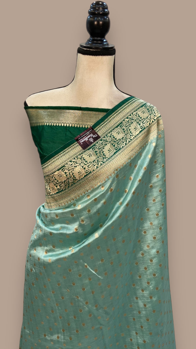 Pure Dupion Silk Banarasi Saree - Gold Zari - The Handlooms