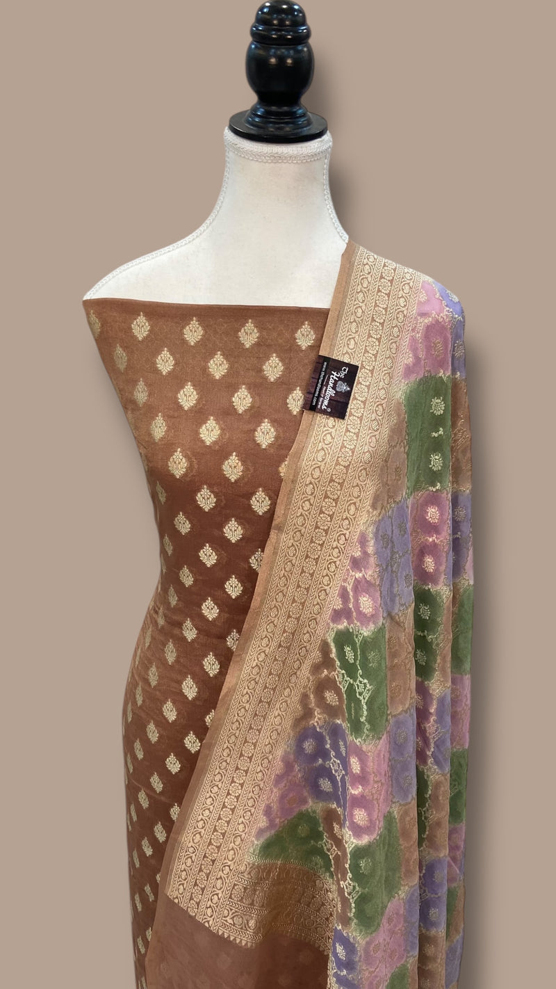 Tissue Khaddi Georgette Banarasi Dress material - The Handlooms