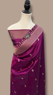 Pure Katan Silk Banarasi Handloom Saree - All over Sona Roopa Kadua motifs - The Handlooms