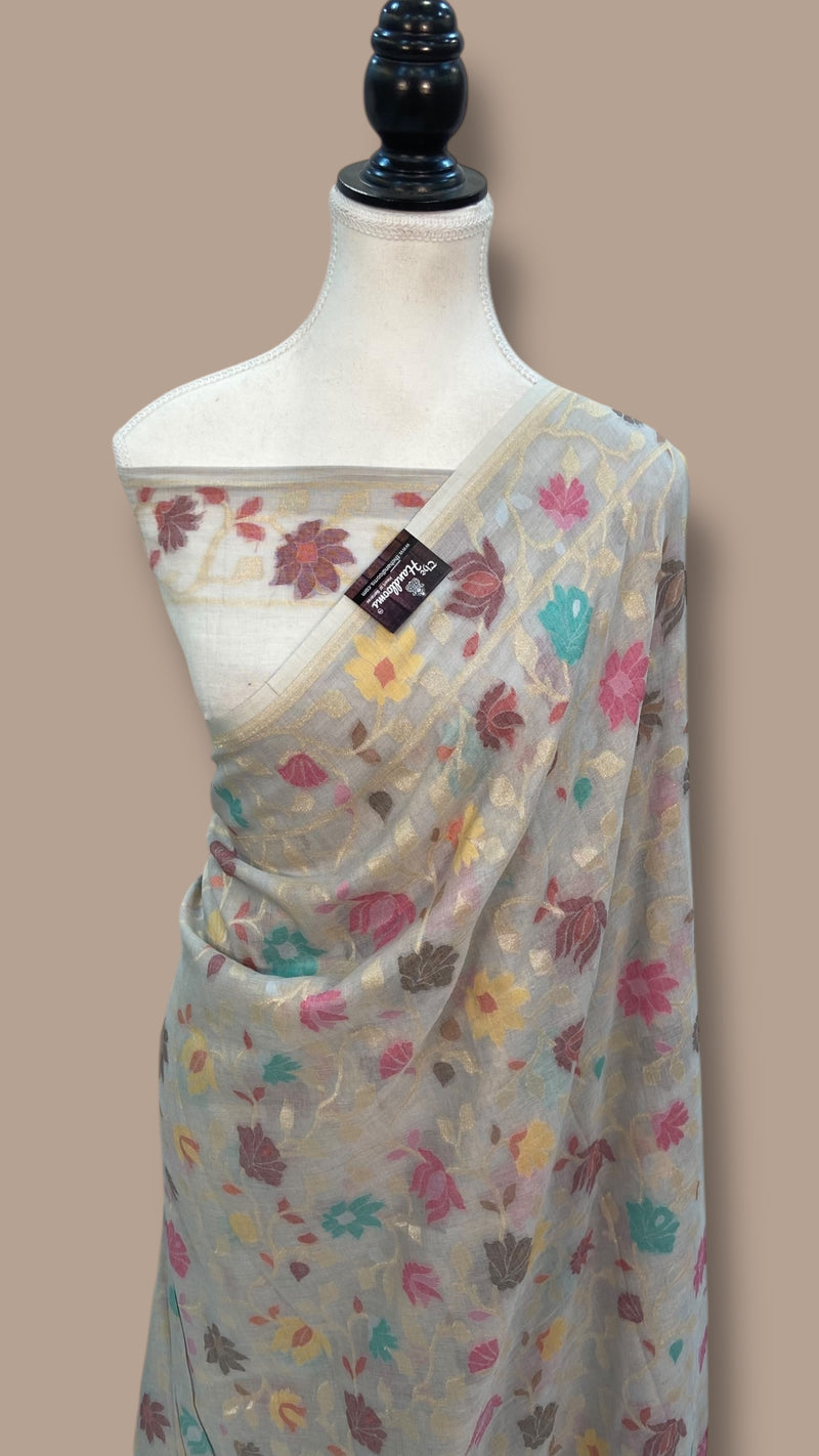 Pure Cotton Jamdani Handloom Banarasi Saree - The Handlooms