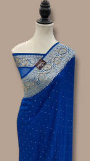 Pure Georgette Handloom Banarasi Saree with Handwork: Katdana, and Abla Detailing - The Handlooms