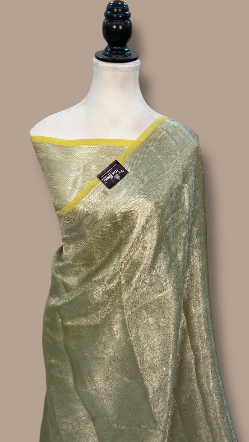 Pure Kora Tissue Tanchui Handloom Banarasi Saree - The Handlooms