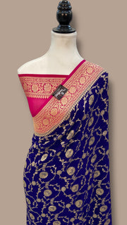 Pure Khaddi Georgette Banarasi Saree -  Gold zari - The Handlooms