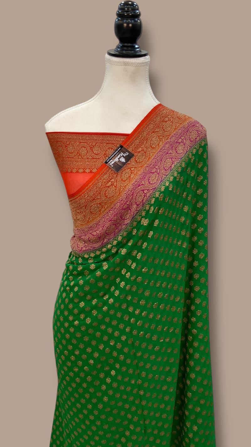 Khaddi Georgette Handloom Banarasi Saree - The Handlooms