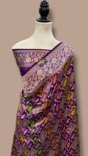 Pure Katan Silk Banarasi Handloom Saree - All over Jaal Work With Rangkart - The Handlooms