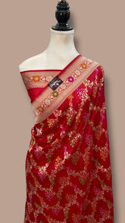 Pure Katan Silk Banarasi Handloom Saree - All over Jaal work With Meenakari - The Handlooms