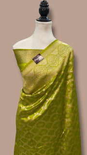 Pista Pure Chiniya Silk Khaddi Handloom Banarasi Saree - The Handlooms