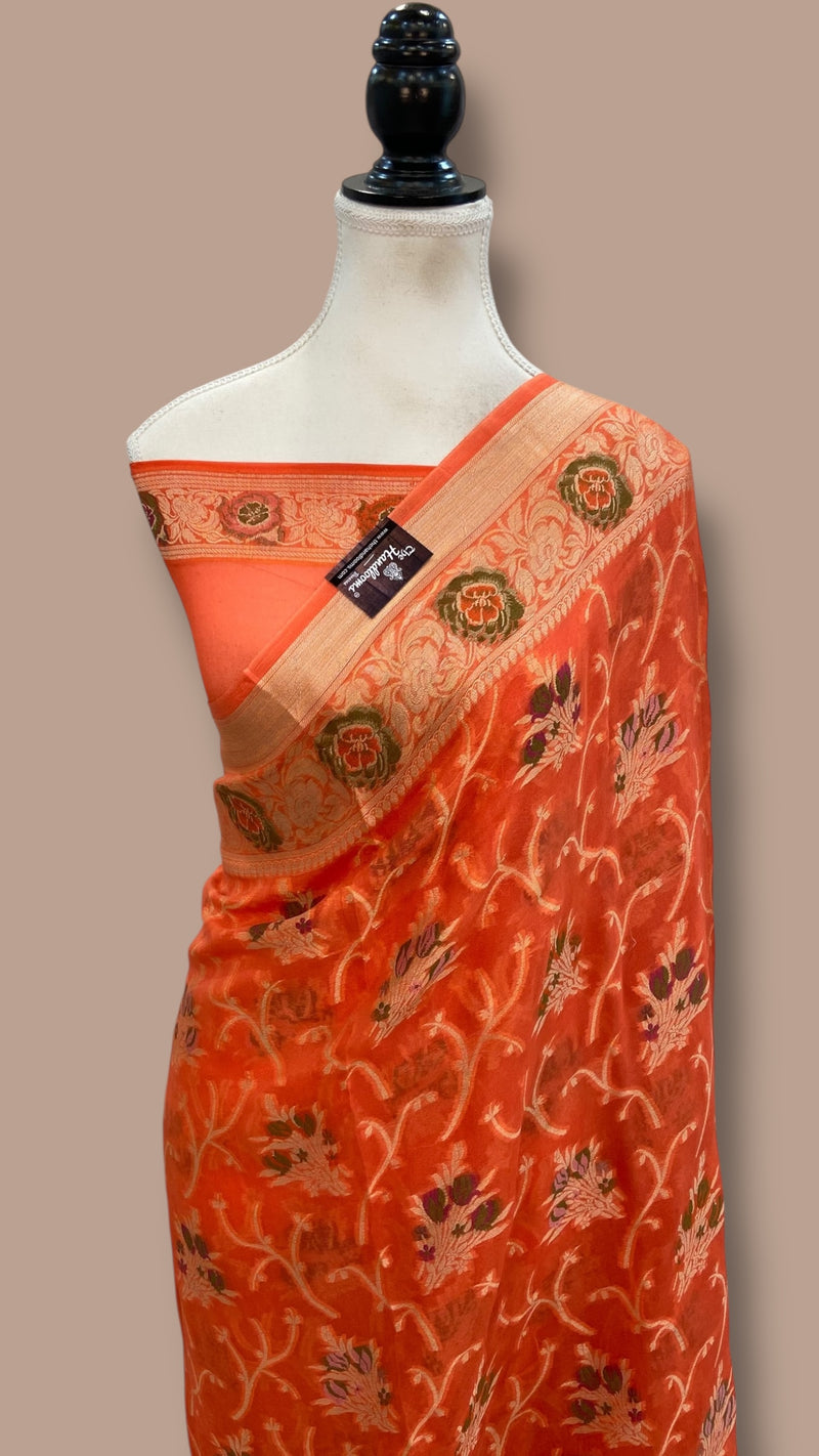 Pure Chiffon Khaddi Banarasi Saree - The Handlooms