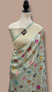 Ektara Pure Katan Silk Banarasi Handloom Saree - All over kadiyal Jaal work - The Handlooms