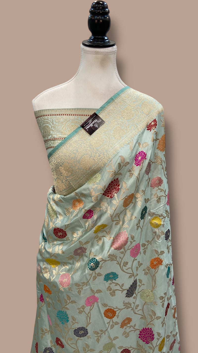 Ektara Pure Katan Silk Banarasi Handloom Saree - All over kadiyal Jaal work - The Handlooms