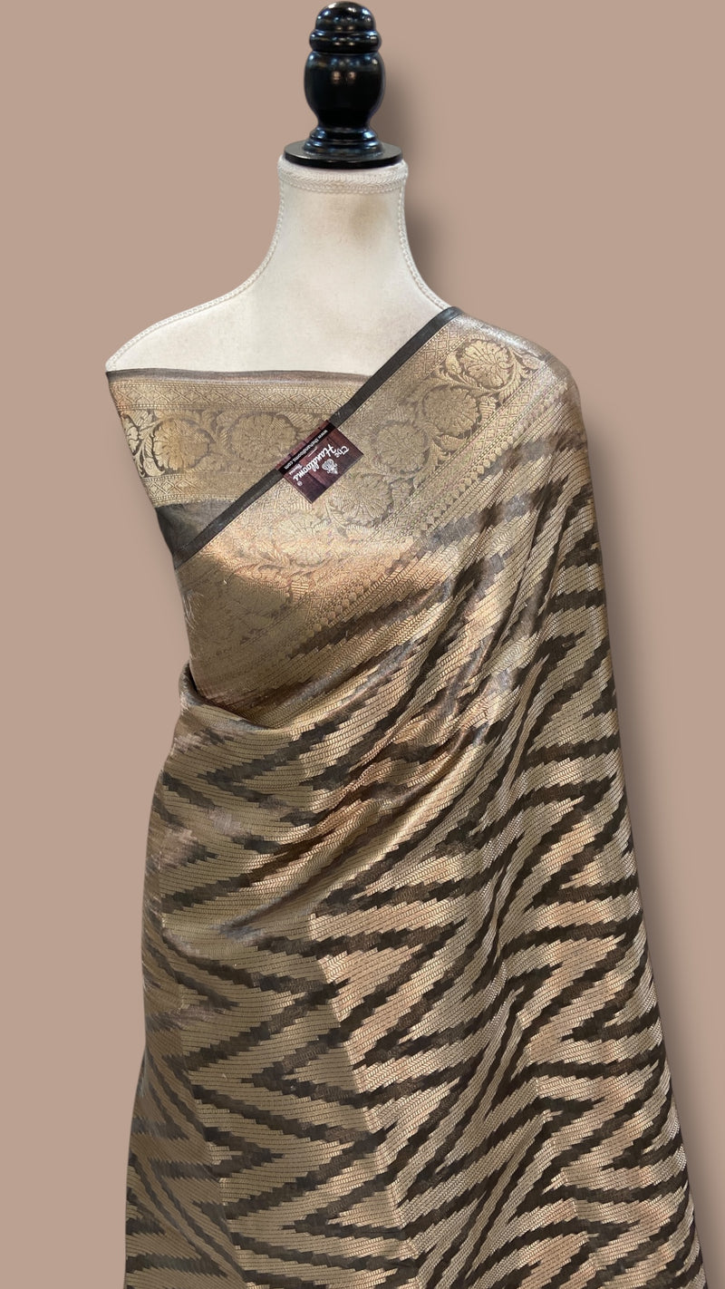 Pure Kora Tissue Tanchui Handloom Banarasi Saree - The Handlooms