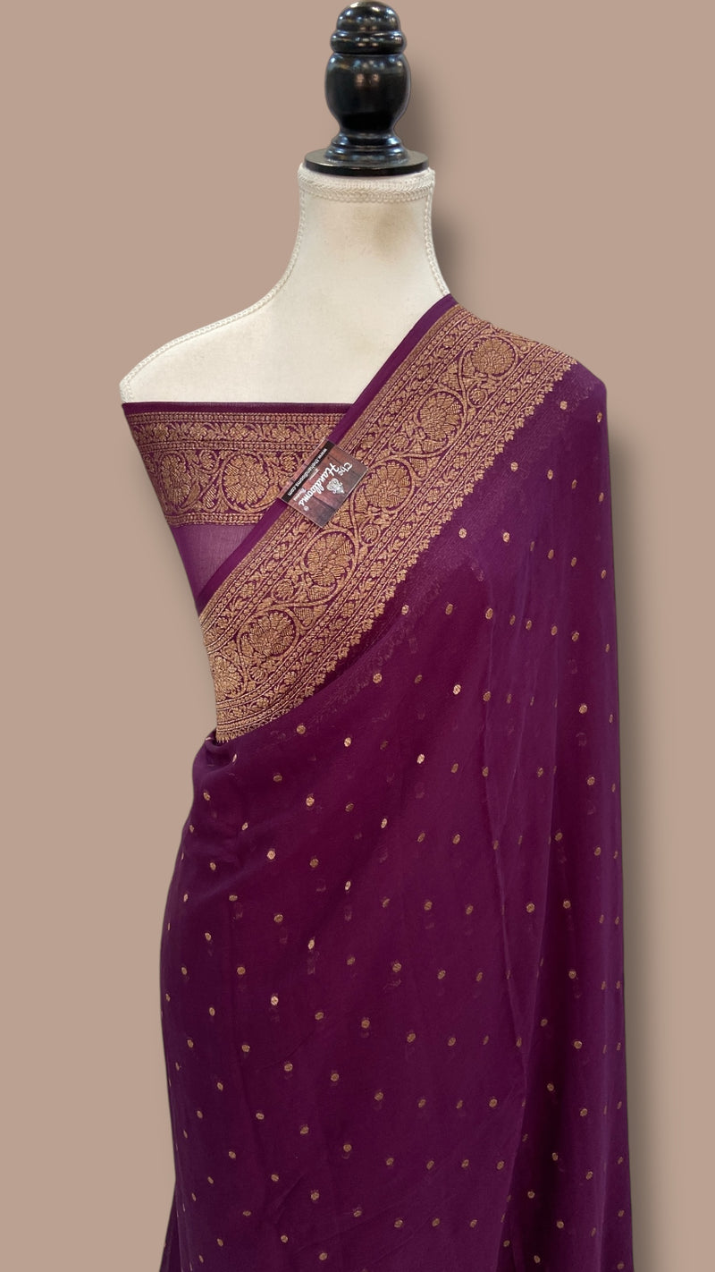 Pure Khaddi Georgette Handloom Banarasi Saree - The Handlooms