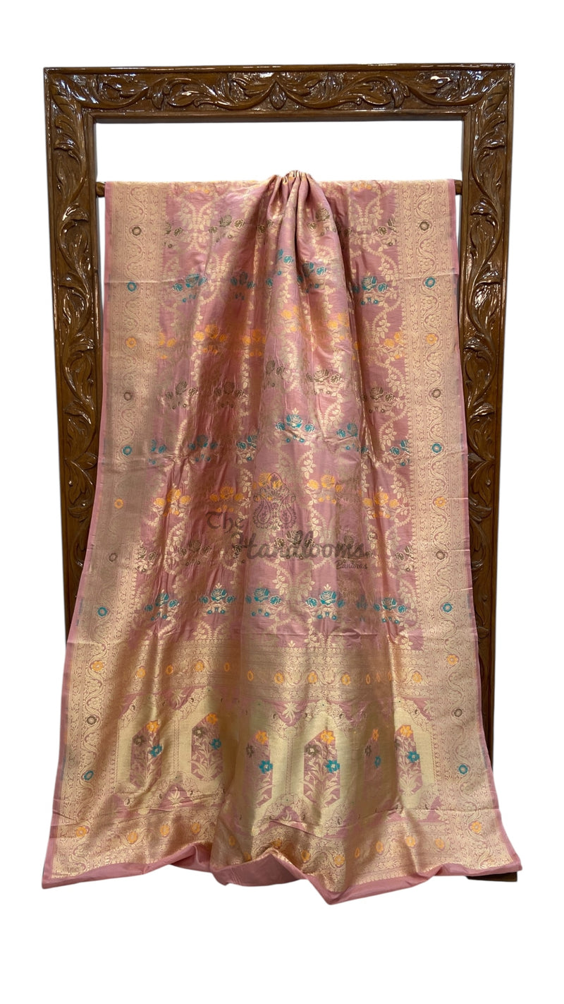 Pure Katan Silk Banarasi Handloom Saree - All over Jaal work With Meenakari - The Handlooms