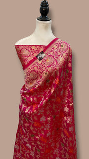 Pure Katan Silk Banarasi Handloom Saree - All over Jaal work With Meenakari - The Handlooms