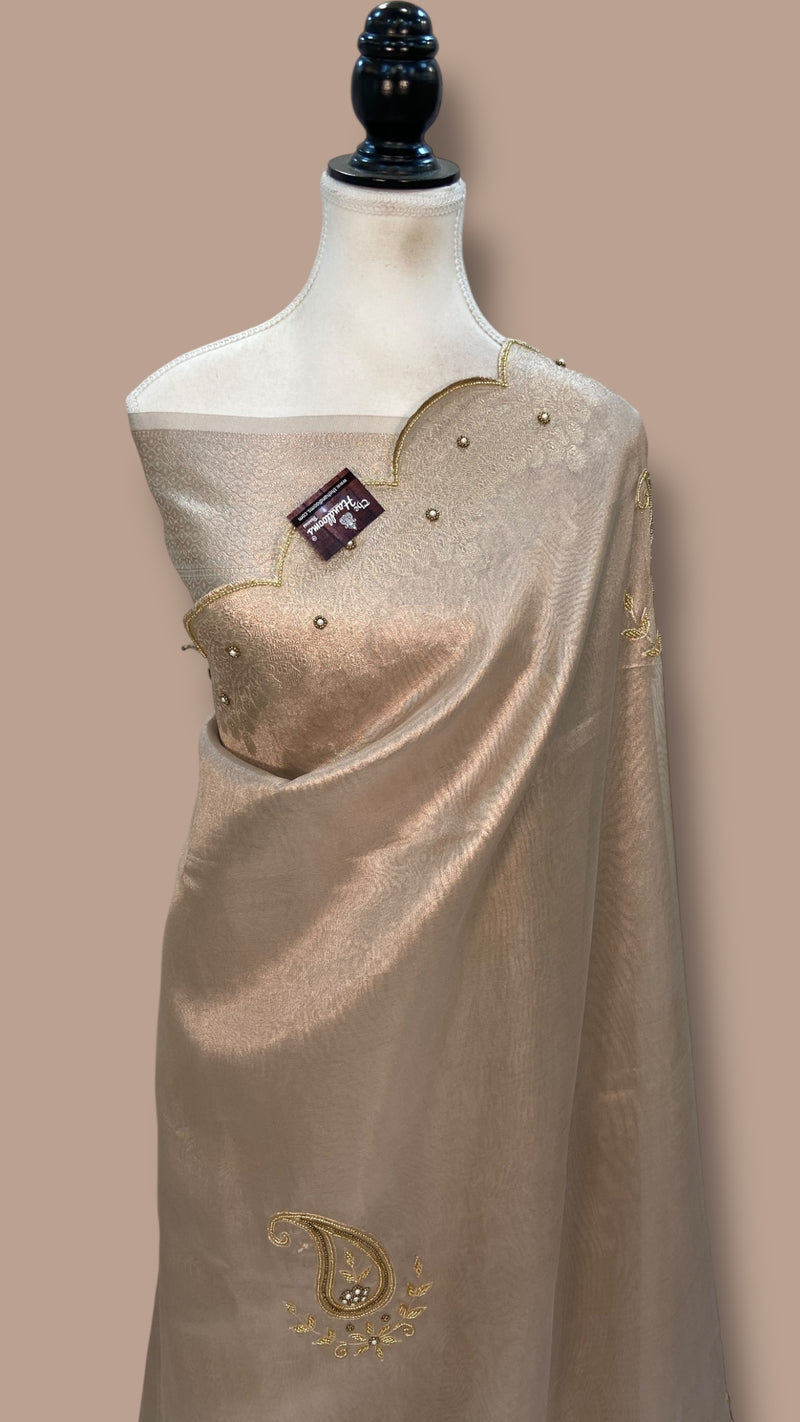 Pure Kora Tissue Handloom Banarasi Saree - Handwork - The Handlooms