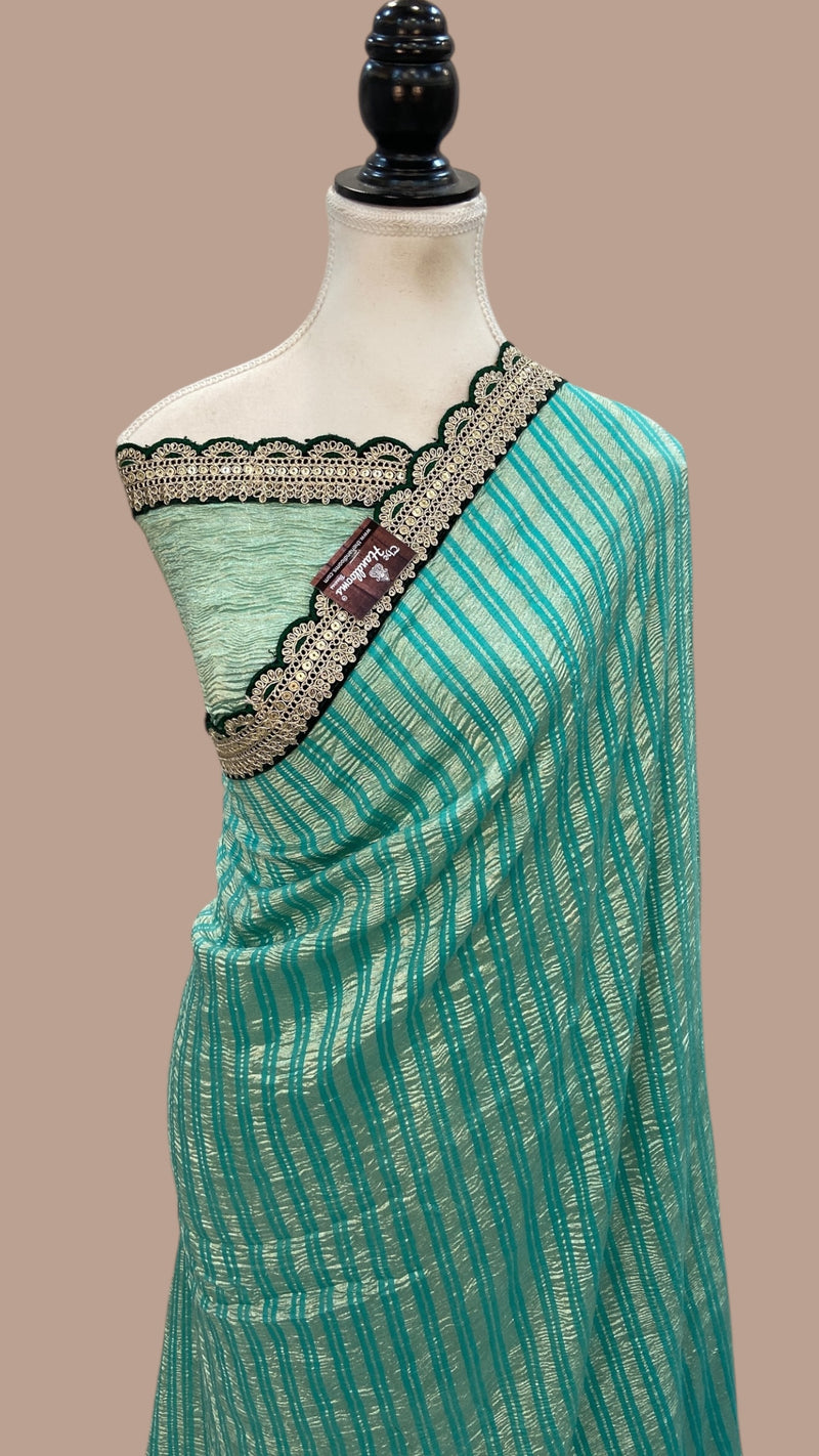 Moonga Silk Handloom Banarasi Saree With Lace - The Handlooms