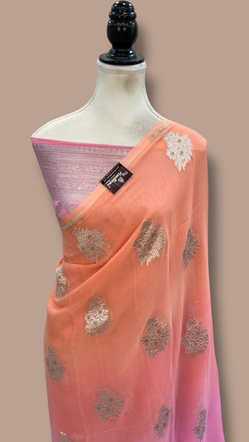 Pure Khaddi Georgette Banarasi Saree -  Water Zari - The Handlooms