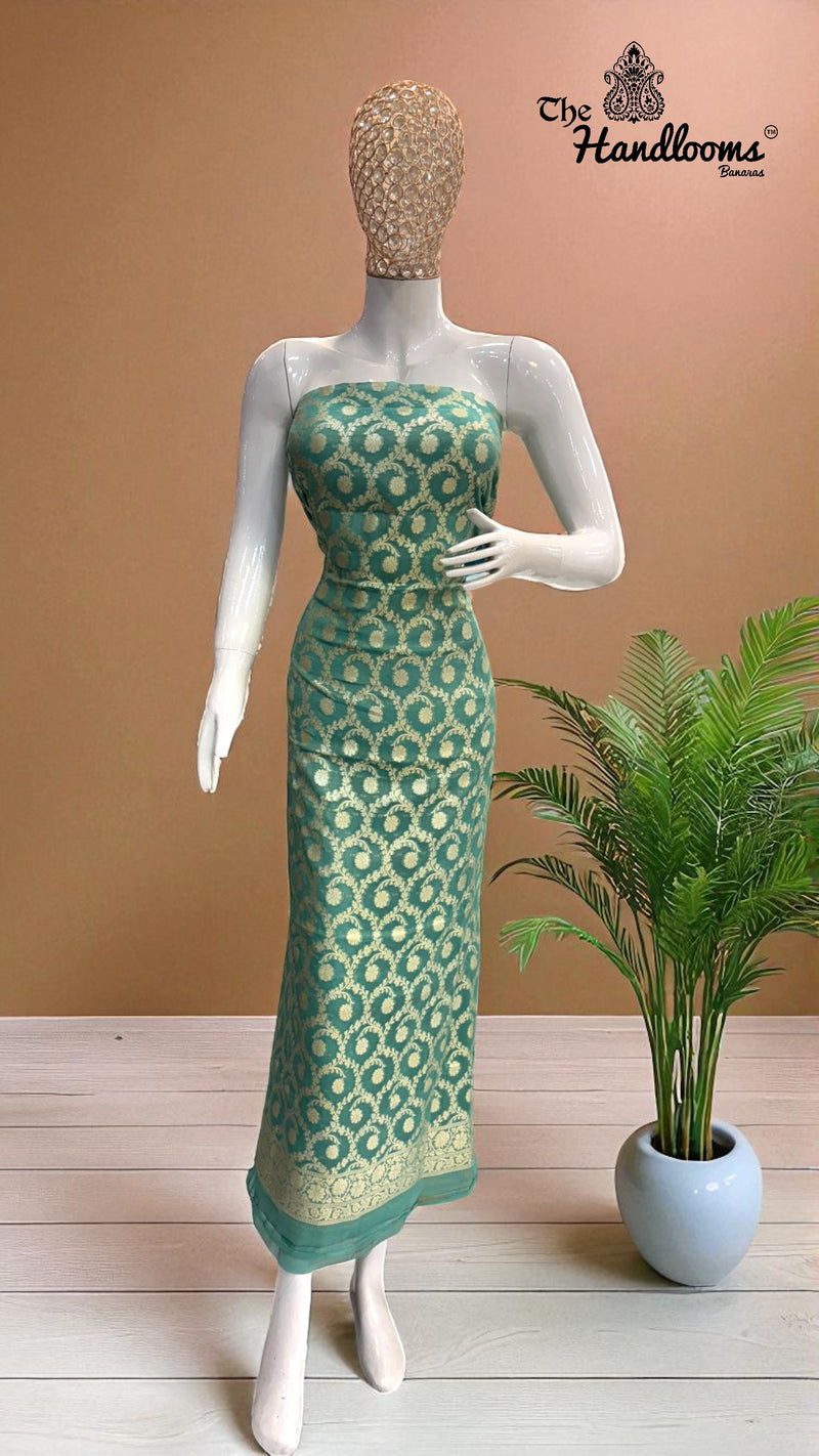 Tissue Khaddi Georgette Banarasi Dress material - The Handlooms